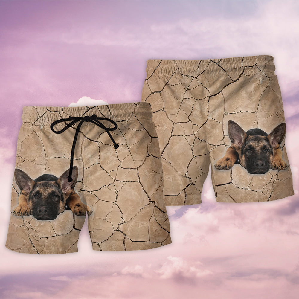 German Shepherd On The Ground - Beach Short - Owls Matrix LTD