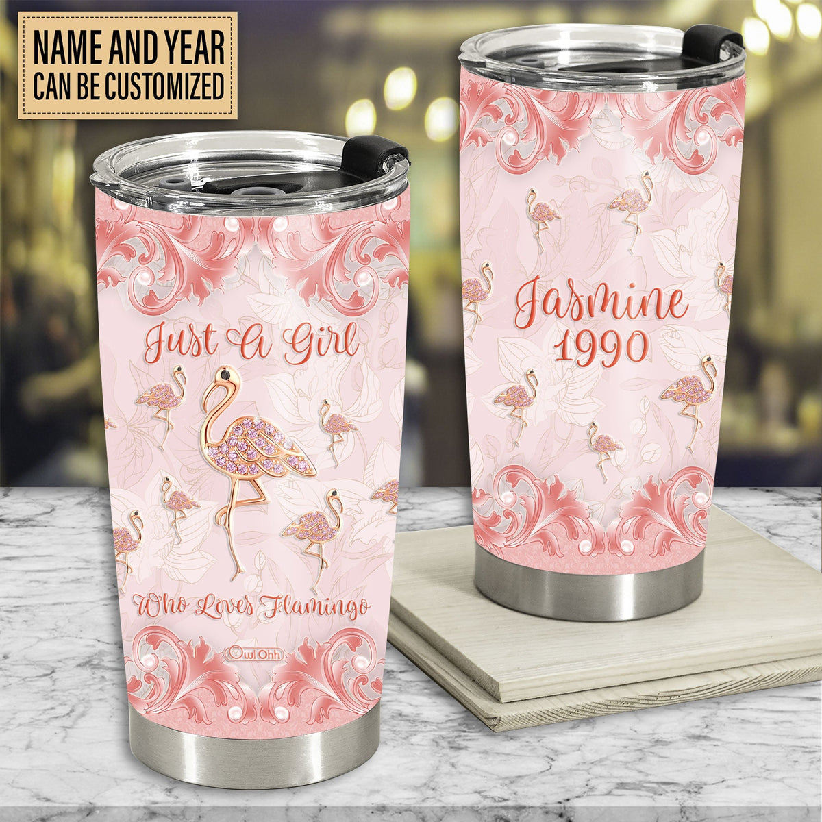 Flamingo Jewelry Art Personalized 20 Oz Tumbler