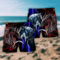 Dragon And Wolf Red Blue Art - Beach Short