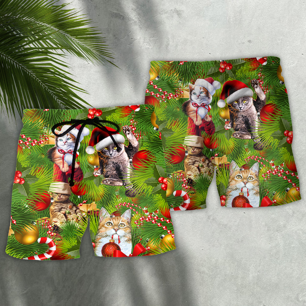 Christmas Lazy Cat Cozy Holiday – Beach Short