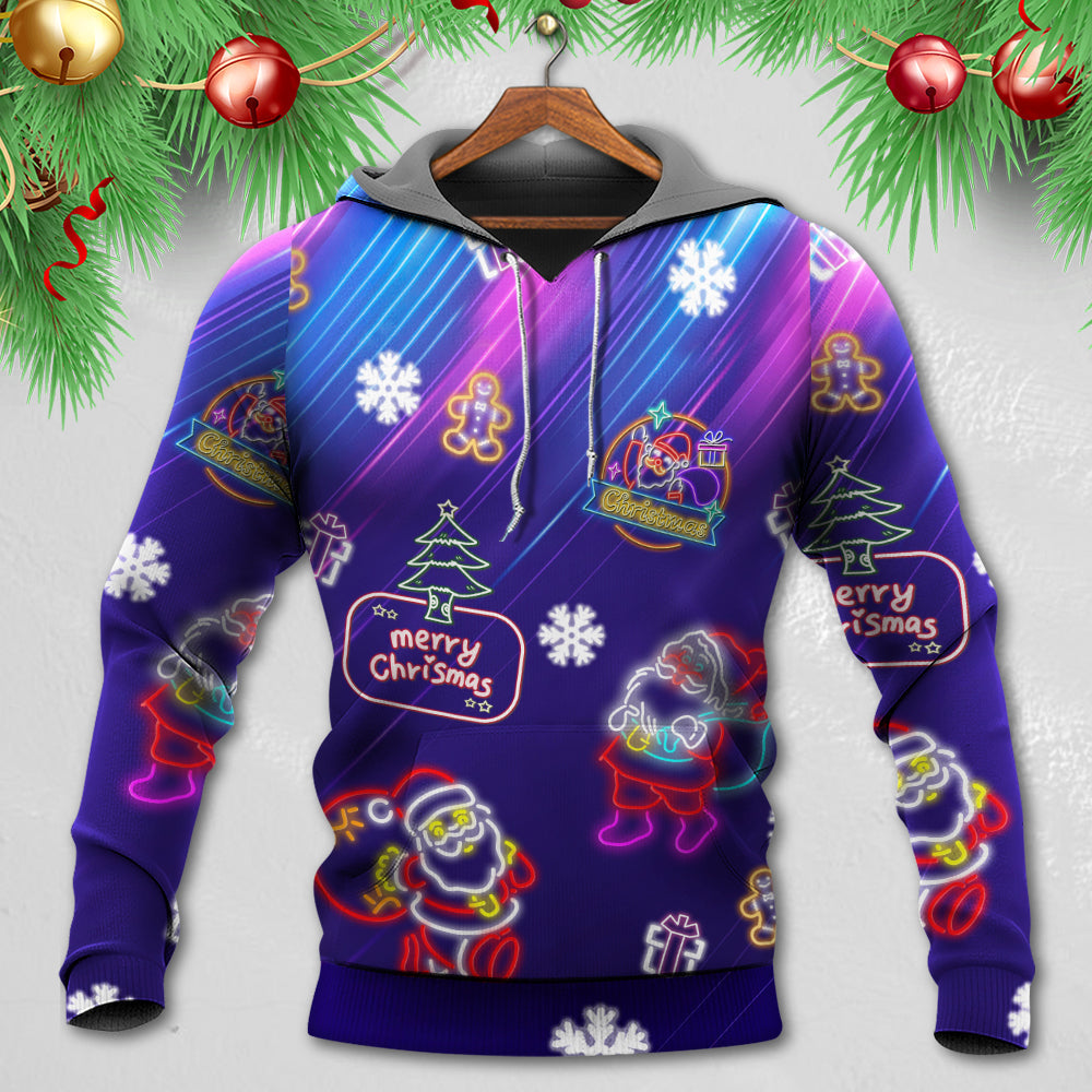 Santa Neon Party Xmas - 3D Hoodie