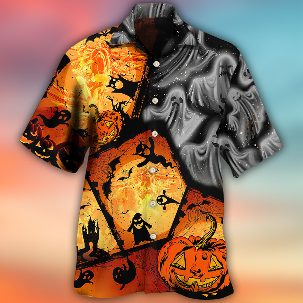 Halloween Ghost And Pumpkin Spooky Art – Hawaiian Shirt