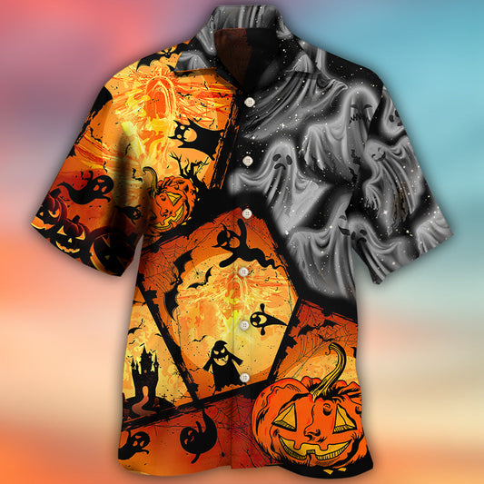 Halloween Ghost And Pumpkin Spooky Art – Hawaiian Shirt