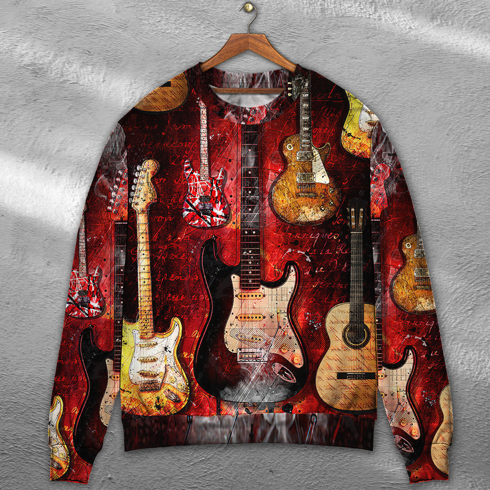 Halloween Abstract Guitar Art Style – Sweater - Ugly Christmas Sweater