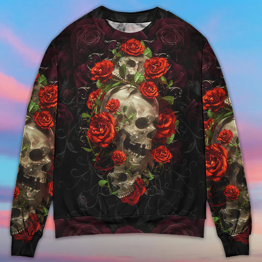 Skull And Roses Artistic Style – Sweater - Ugly Christmas Sweater