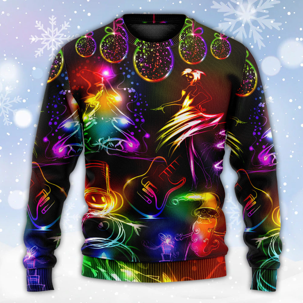 Christmas Dancing Santa Tree Snowman Neon Light – Sweater - Ugly Christmas Sweater