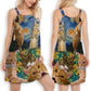 Cat Dreaming Of Stars – Women's Summer Sleeveless V-Neck Camisole Dress