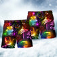 Christmas Dancing Santa Claus Tree Snowman Neon Light Style - Beach Short - Owls Matrix LTD