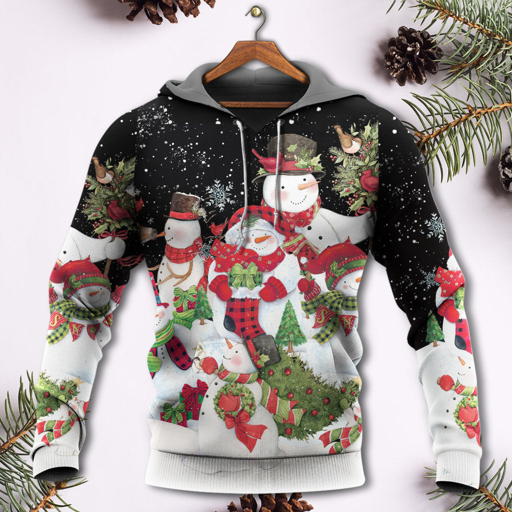 Christmas Cute Snowman Happy Xmas Cardinal - Hoodie