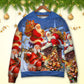 Christmas Santa Up On Rooftop Art Style – Sweater - Ugly Christmas Sweater