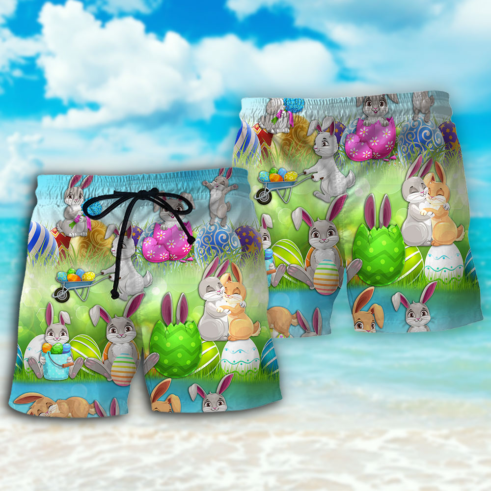 Easter Bunny Colorful Eggs - Beach Short