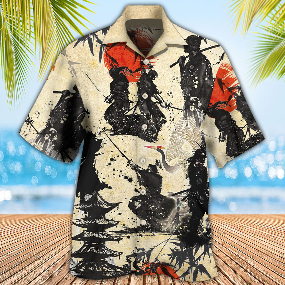 Samurai Mountain Sketch Art – Hawaiian Shirt