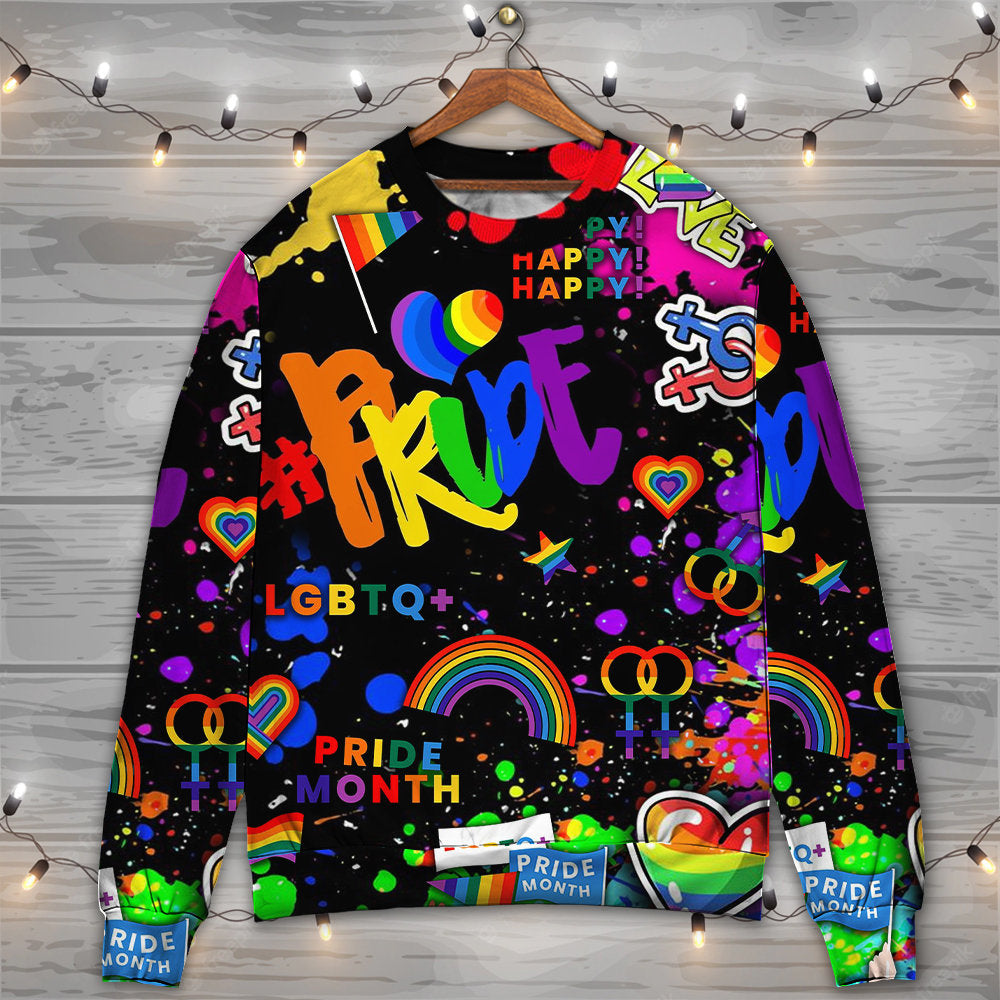 LGBT Pride Mix Color Art Style – Sweater - Ugly Christmas Sweater