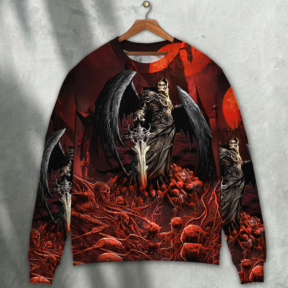 Halloween Skull Dark Night Art Style – Sweater - Ugly Christmas Sweater