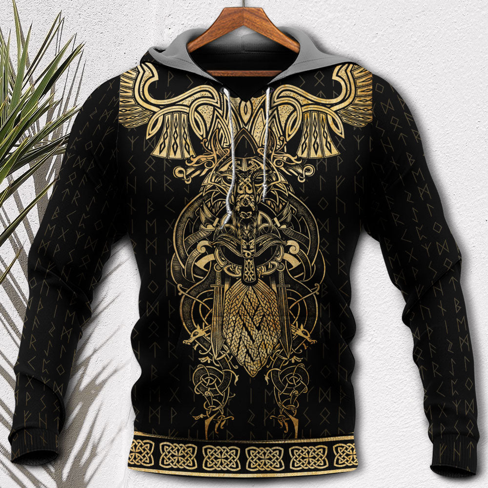 Viking Warrior Raven Yellow Symbol Style - Hoodie