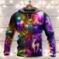 Christmas Reindeer Neon Light Bright Style - Hoodie