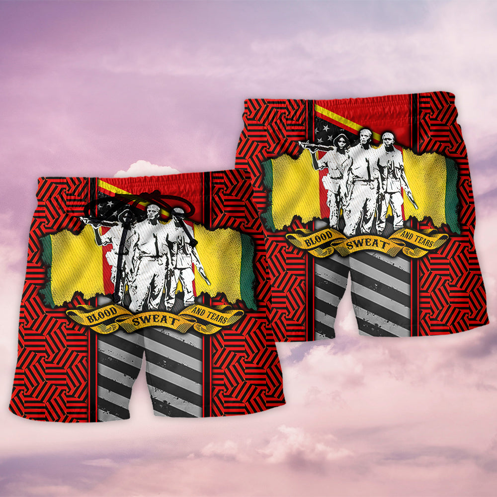 Veteran Vietnam Veteran Blood Sweat Tears - Beach Short - Owls Matrix LTD