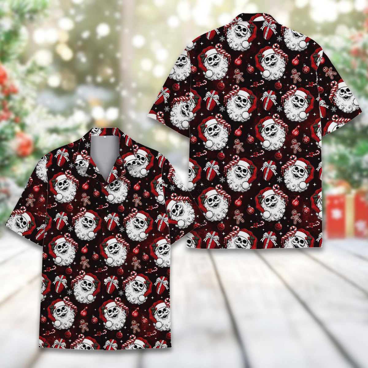 Skeleton Santa Spooky Gothic Christmas – Hawaiian Shirt