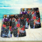 Black Cat Floral Artistic Design - Beach Short