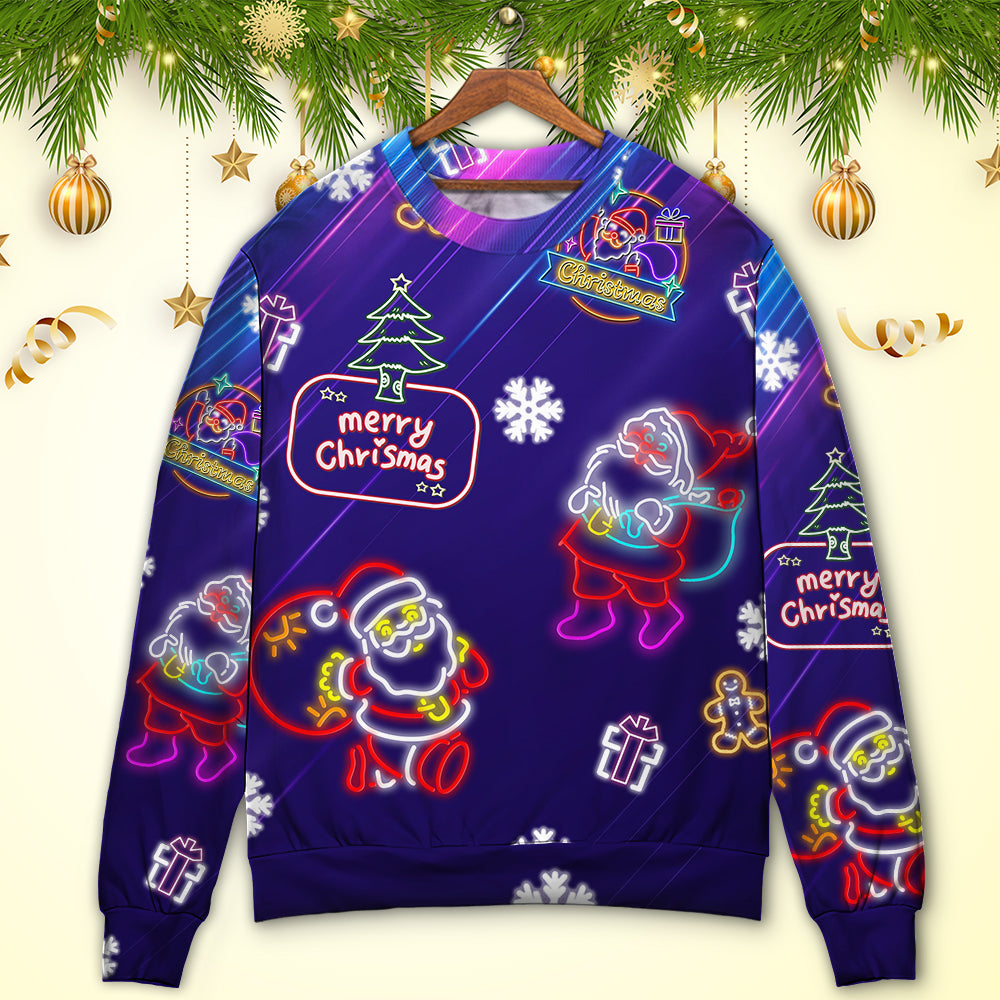 Christmas Santa Neon Light Party – Sweater - Ugly Christmas Sweater