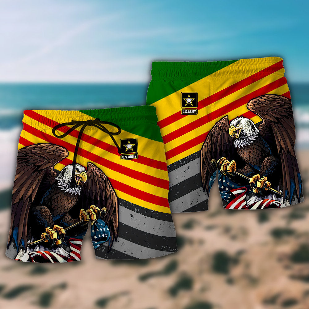 Veteran Vietnam Veteran Love Freedom Proud - Beach Short - Owls Matrix LTD