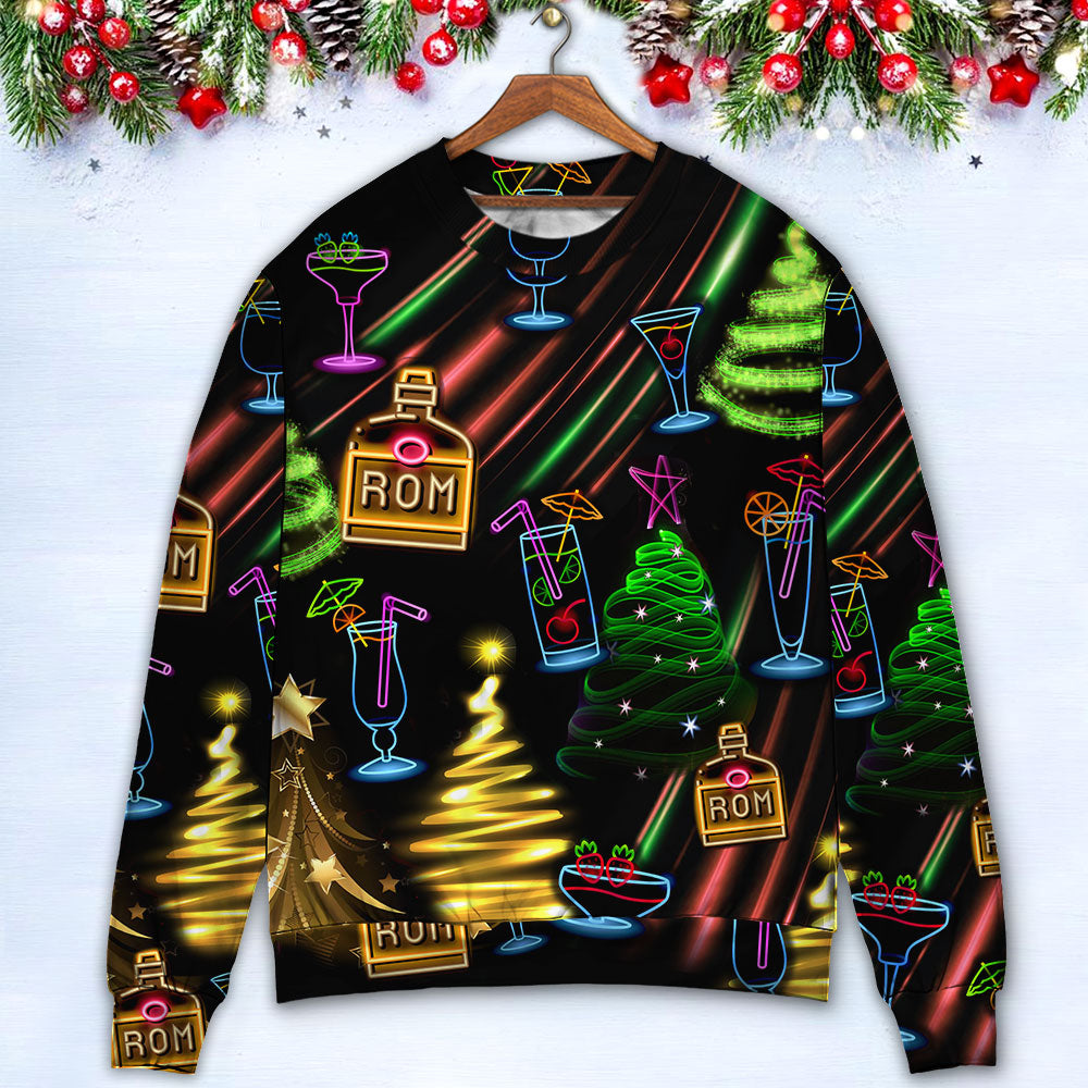 Christmas Rum Neon Art Style – Sweater - Ugly Christmas Sweater
