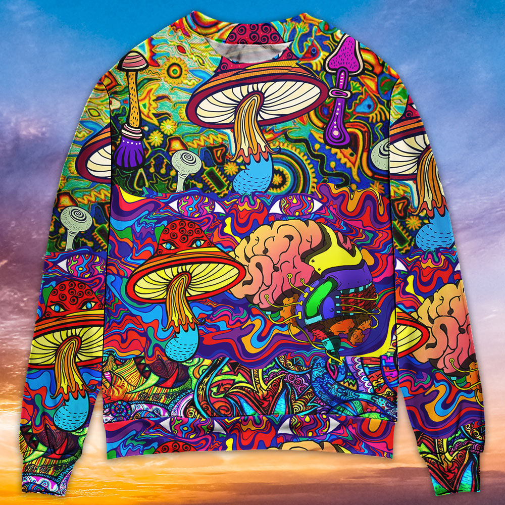 Hippie Mushroom Colorful Lover Art – Sweater - Ugly Christmas Sweater