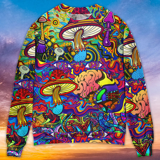 Hippie Mushroom Colorful Lover Art – Sweater - Ugly Christmas Sweater