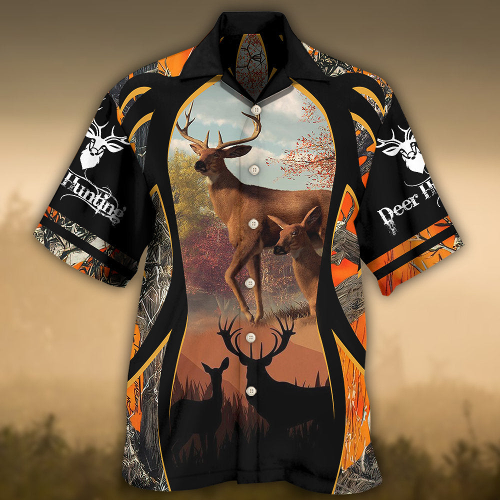 Hunting Deer Orange Camo Outdoor Style – Hawaiian Shirt