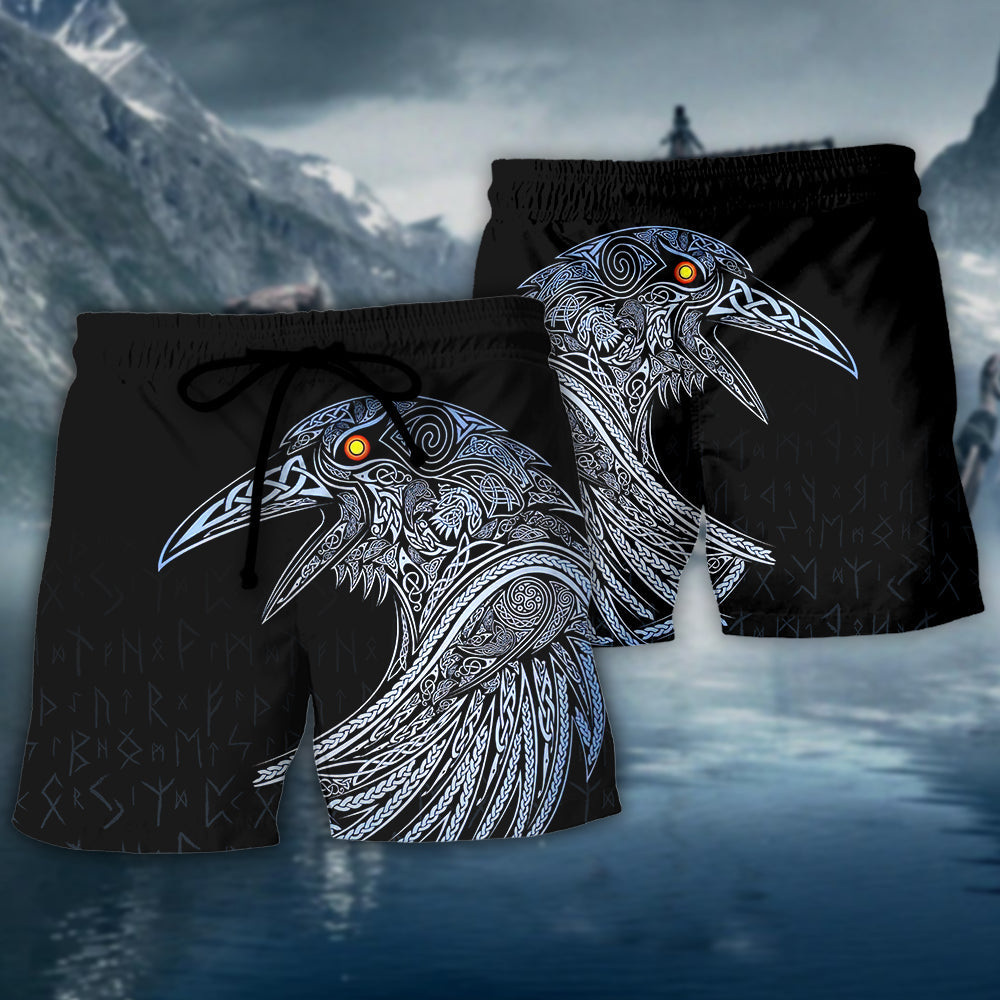 Viking Huginn And Muninn Birds Norse - Beach Short - Owls Matrix LTD