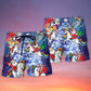 Santa Riding Unicorn In Snowy Mountains – Beach Short