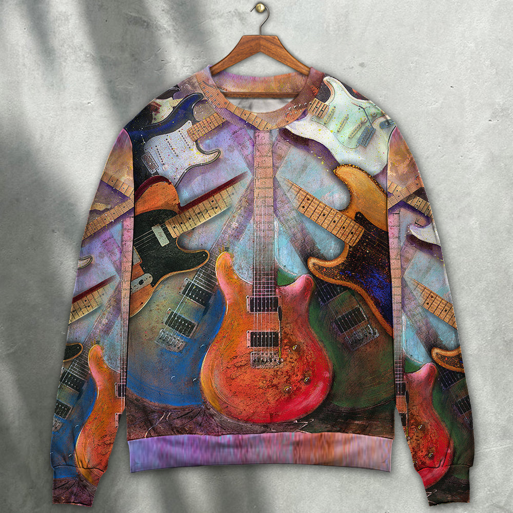 Colorful Guitar Lover Abstract Art – Sweater - Ugly Christmas Sweater
