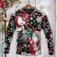 Christmas Snowy Day With Santa And Snowman - Hoodie