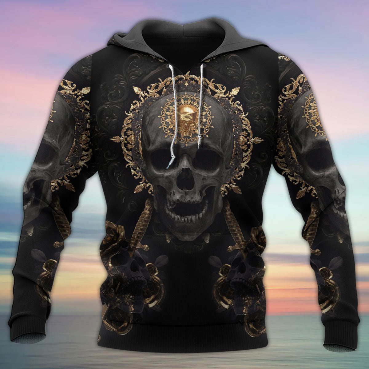 Golden Skull True King Quote Art – 3D Hoodie