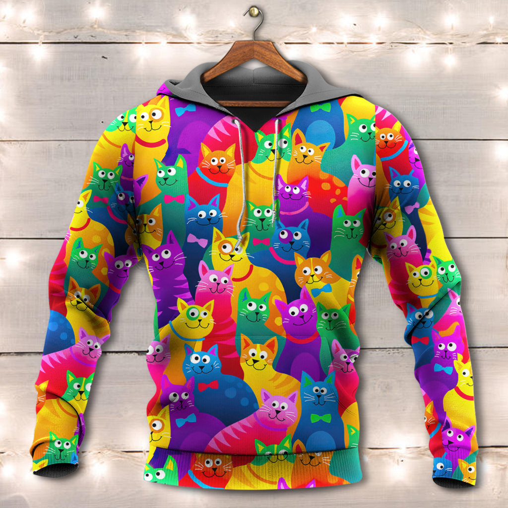 Funny Cats Colorful Art Style - 3D Hoodie
