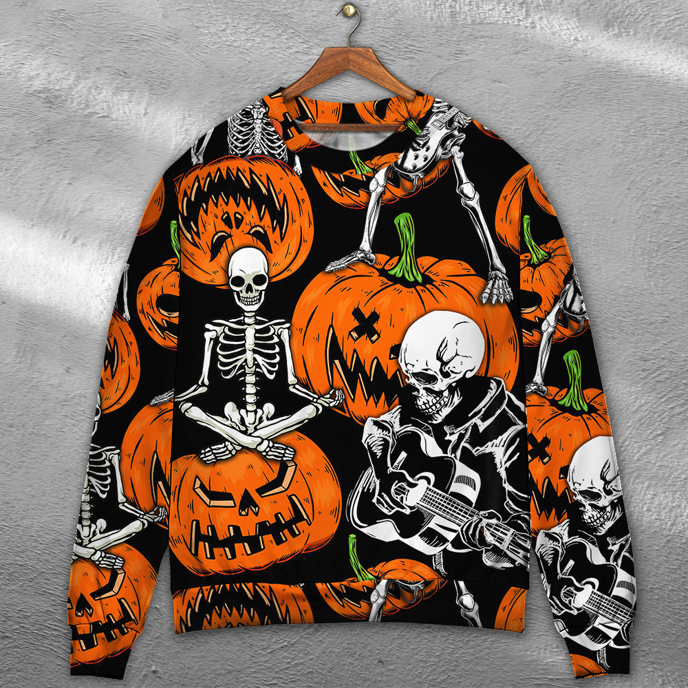 Halloween Skeleton Pumpkin Art – Sweater - Ugly Christmas Sweater