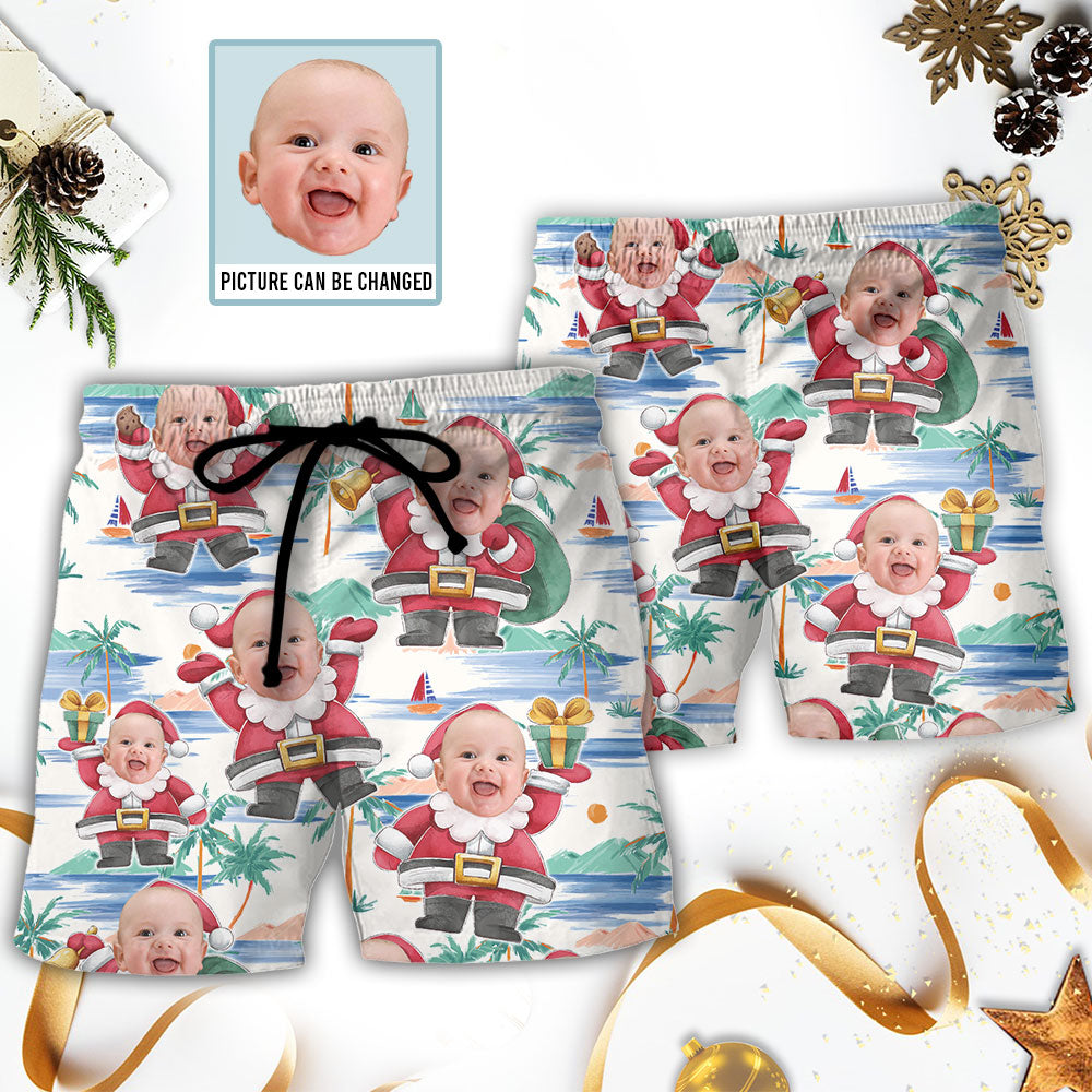 Christmas Santa Summer Holiday Beach Custom Photo – Beach Short
