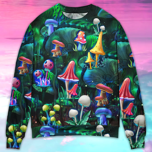 Hippie Mushroom Galaxy Neon Art – Sweater - Ugly Christmas Sweater