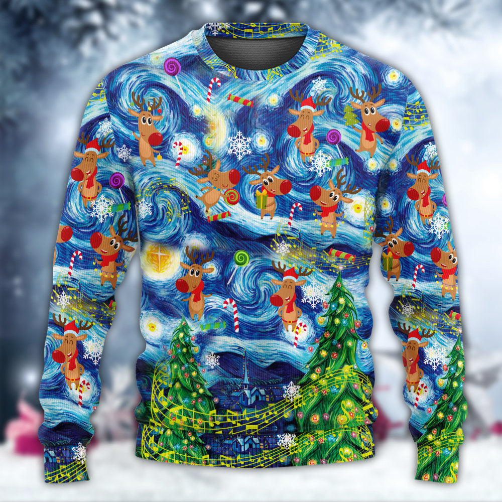Christmas Dancing Reindeer Happy – Sweater - Ugly Christmas Sweater