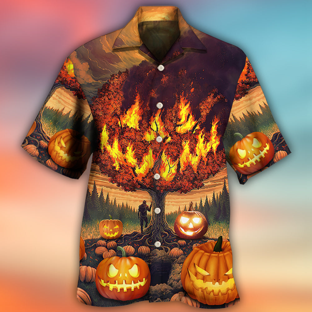 Halloween Burning Pumpkin Crazy Art – Hawaiian Shirt