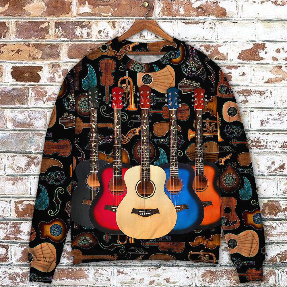 Guitar Lover Happy Life Music Style – Sweater - Ugly Christmas Sweater