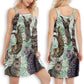 Tropical Leaf Tabby Cat – Women's Summer Sleeveless V-Neck Camisole Dress