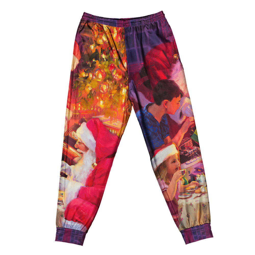 Pants / S Christmas Santa Claus Story Light Art Style - Pajamas Short Sleeve - Owls Matrix LTD