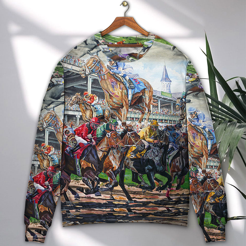 Horse Racing Be Strong Be Brave – Sweater - Ugly Christmas Sweater