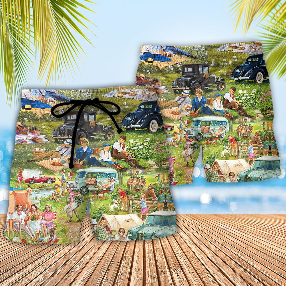 Camping Picnic Time Fun Vibes – Beach Short