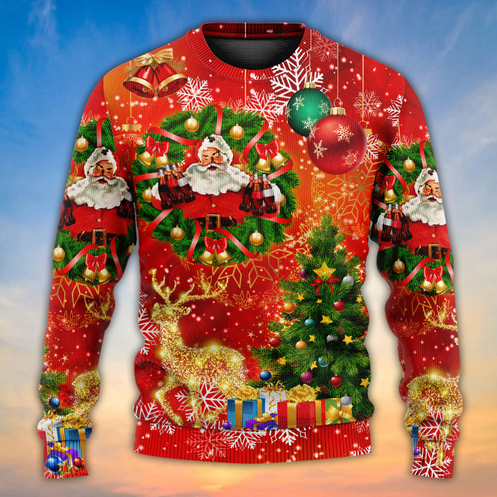 Christmas Santa Holiday Tree Red Light Art – Sweater - Ugly Christmas Sweater