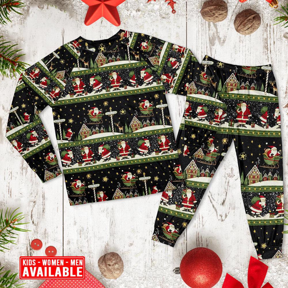 Christmas Santa Claus Big Night - Pajamas Long Sleeve - Owls Matrix LTD