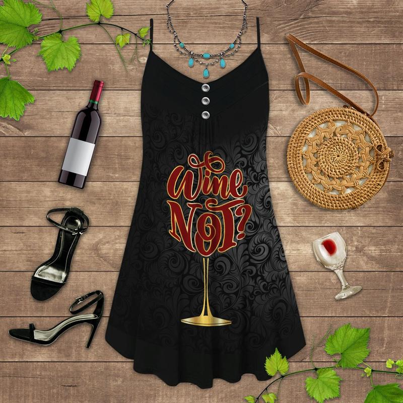 Wine Summer Vibes Why Not – Women's Summer Sleeveless V-Neck Camisole Dress