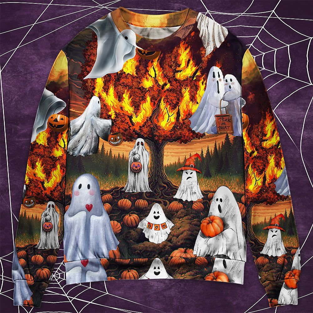 Halloween Boo Pumpkin Fantasy Art – Sweater - Ugly Christmas Sweater