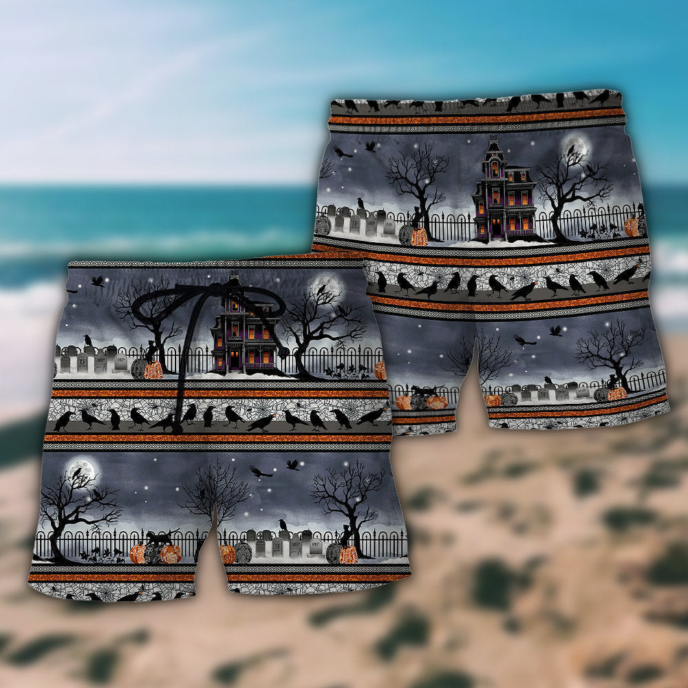Scared Spooky Night Border Halloween – Beach Short